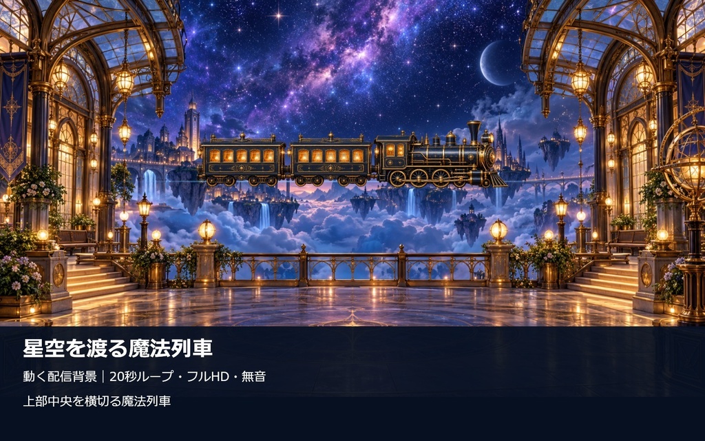 星空を渡る魔法列車|20秒ループ・フルHD配信背景