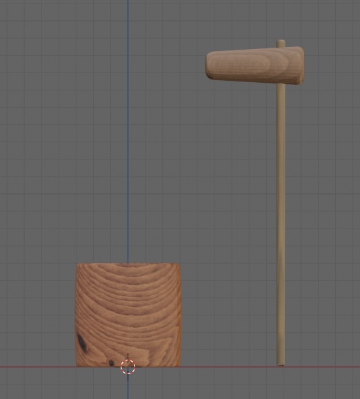 【3Dモデル】臼 と 杵 餅つき