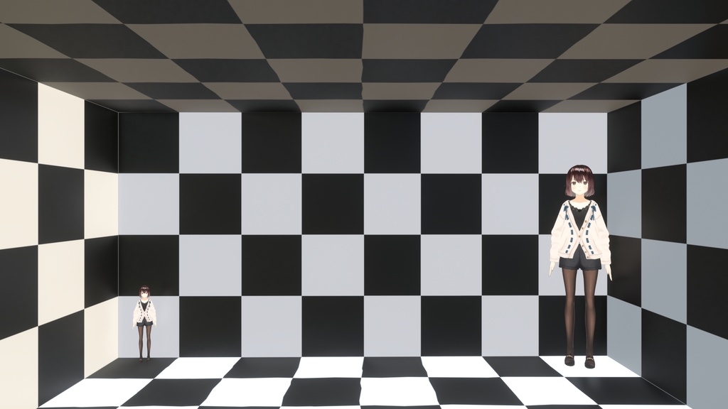 【Blender】エイムズの部屋(トリックアート)