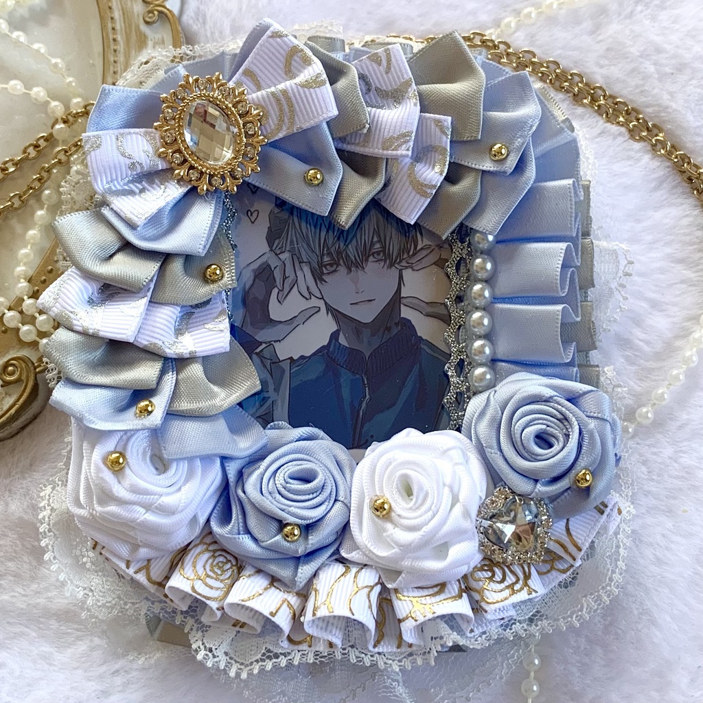 【B8】推し色硬質ケースデコ / ロイヤルブルー×シルバー ୨୧