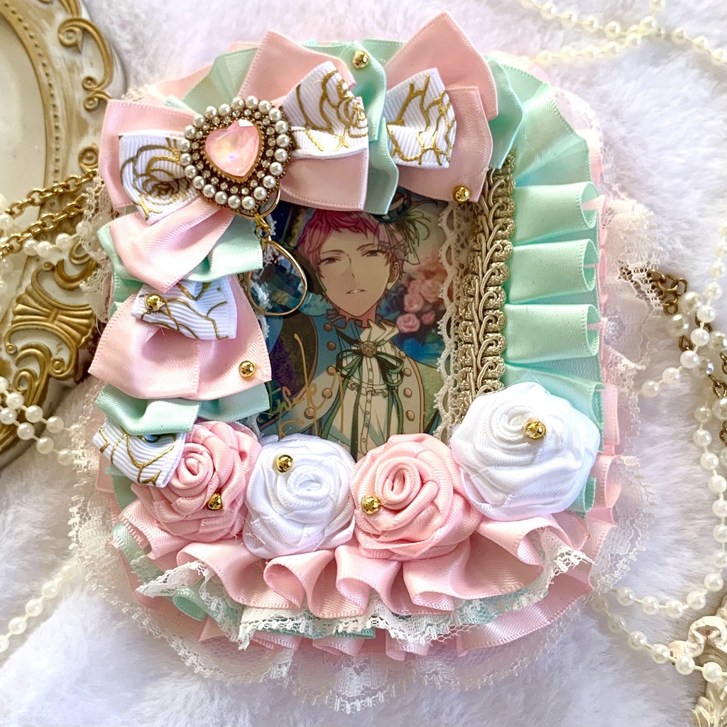 【B8】推し色硬質ケースデコ / 桜ピンク×ミント ୨୧