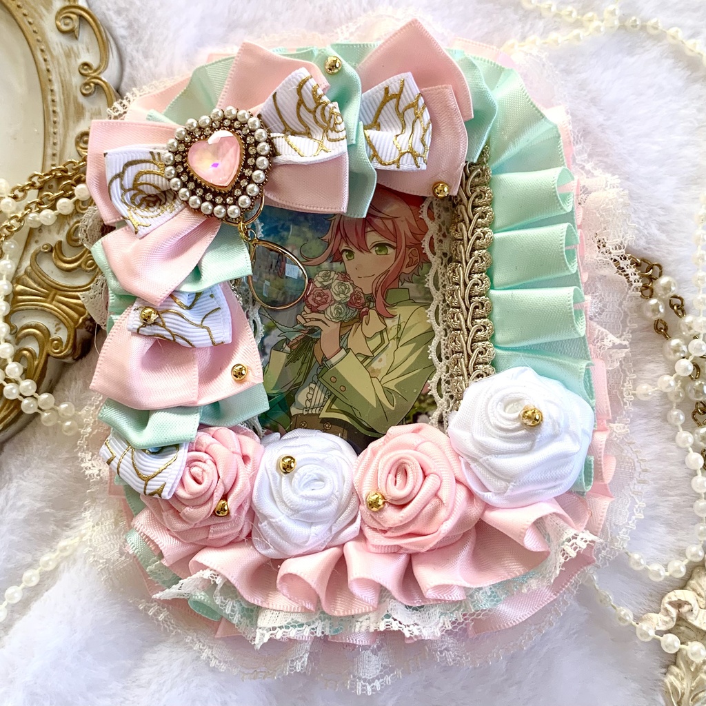 【B8】推し色硬質ケースデコ / 桜ピンク×ミント ୨୧