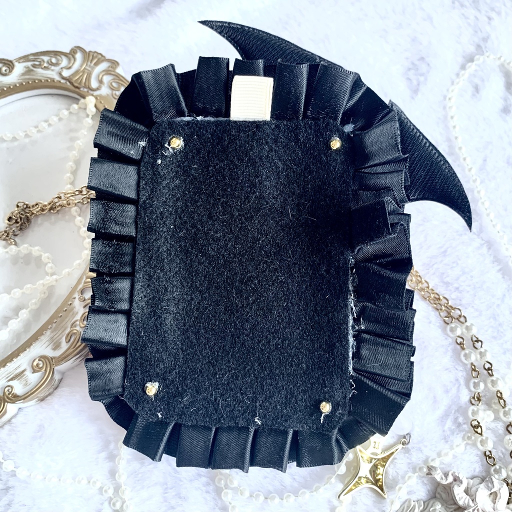 【B8】硬質ケースデコ|小悪魔ゴシック(パープル×ブラック×ゴールド)コウモリ・十字架