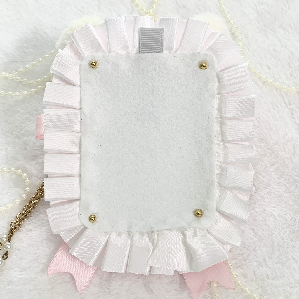 【硬質ケースデコ】 B8 ピンク 白 猫耳 ファー リボン ハート パール 量産型