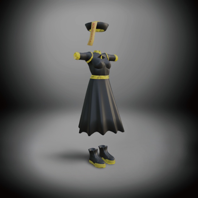 【VRChat想定】街狐さん向けキョンシー風衣装