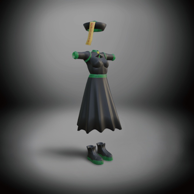 【VRChat想定】街狐さん向けキョンシー風衣装