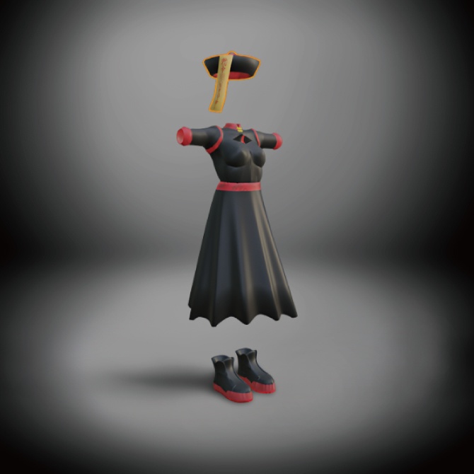 【VRChat想定】街狐さん向けキョンシー風衣装