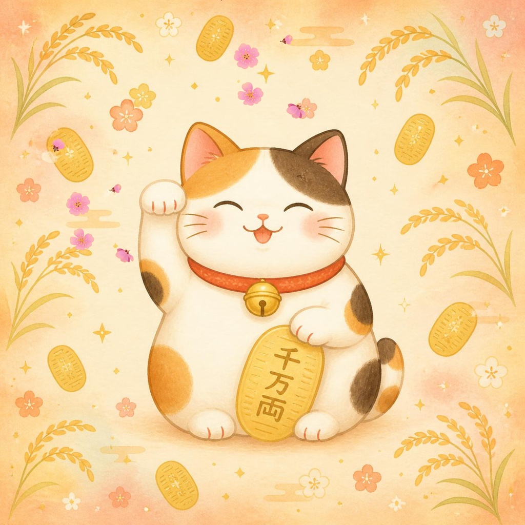 笑顔の招き猫デジタルペーパー