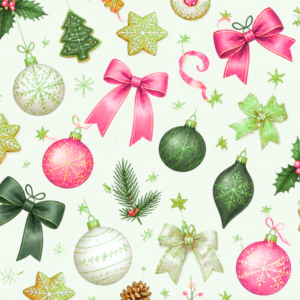 クリスマスデジタルペーパーリボンカラフル