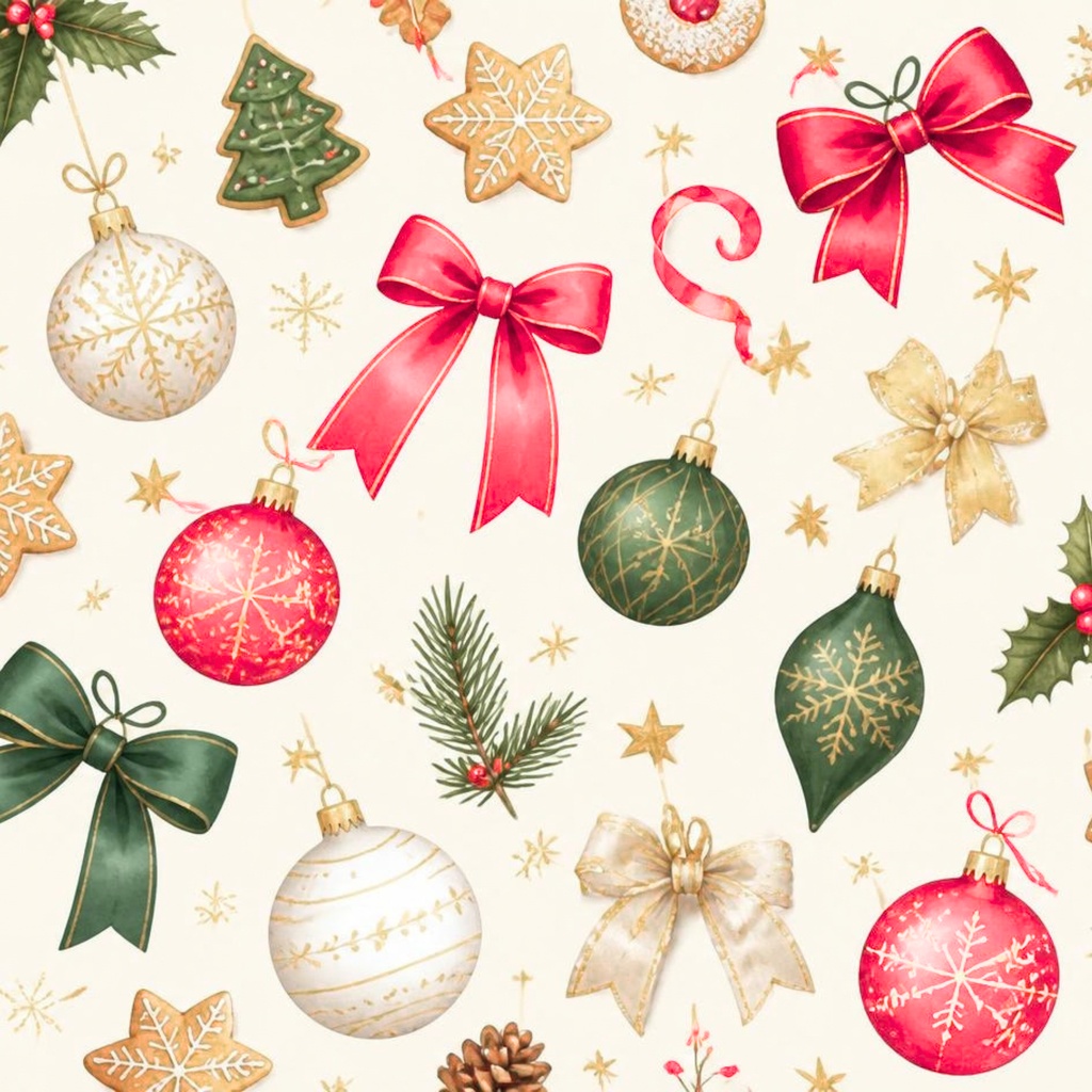 クリスマスデジタルペーパーリボンカラフル