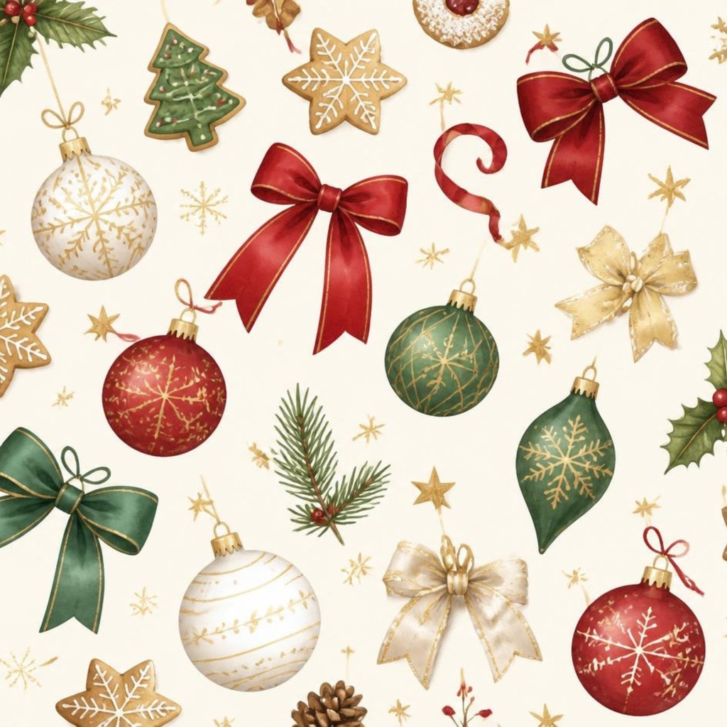 クリスマスデジタルペーパーリボンカラフル