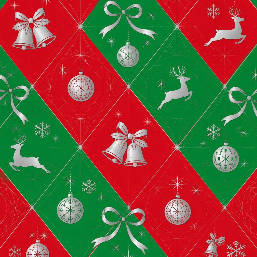 グリーンと赤のクリスマスデジタルペーパー
