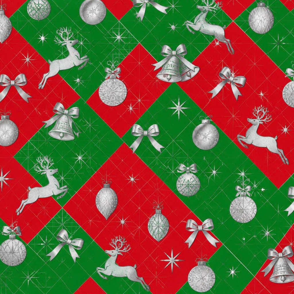 グリーンと赤のクリスマスデジタルペーパー