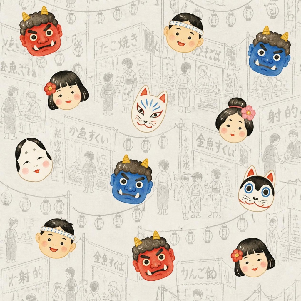 日本のお祭り夜店をイメージしたデジタルペーパー
