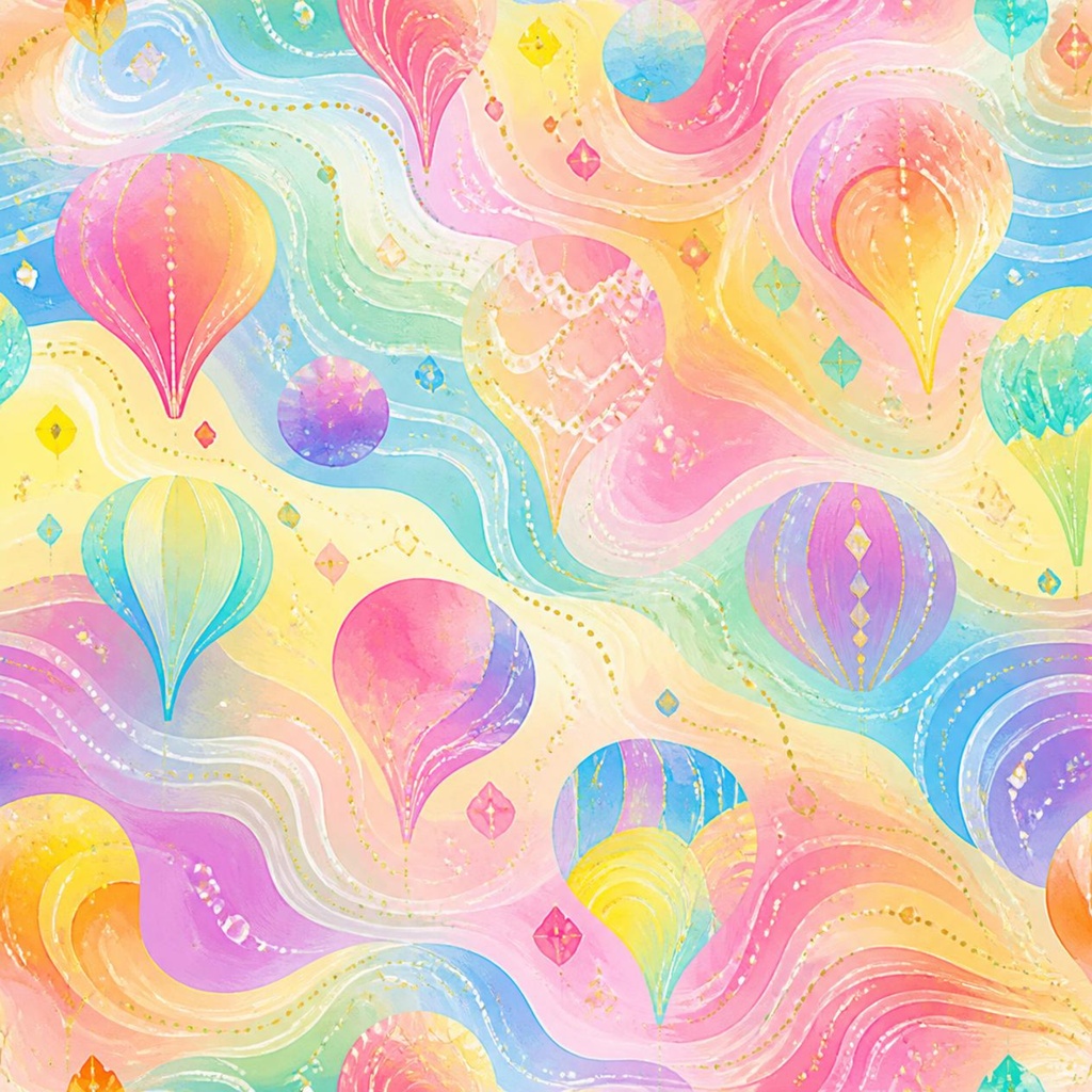 気球をイメージした虹色のデジタルペーパー