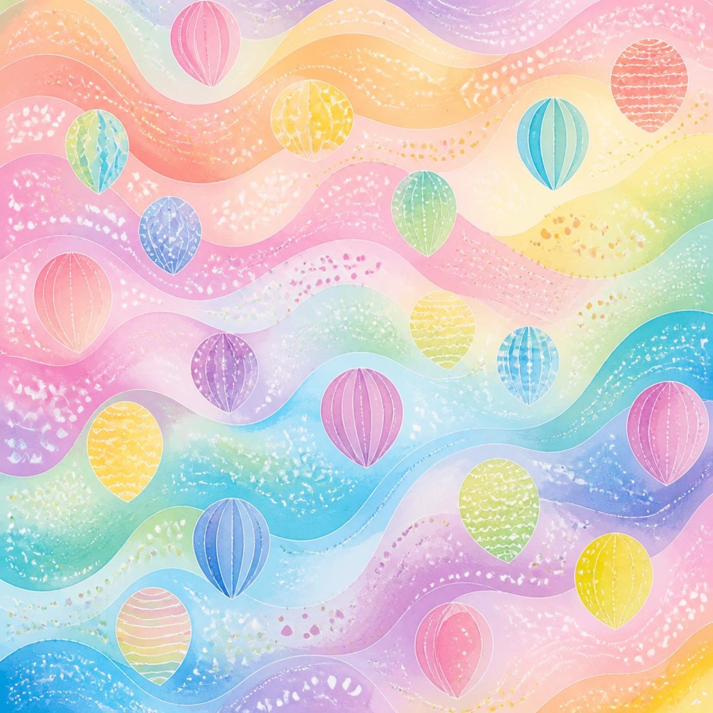 気球をイメージした虹色のデジタルペーパー