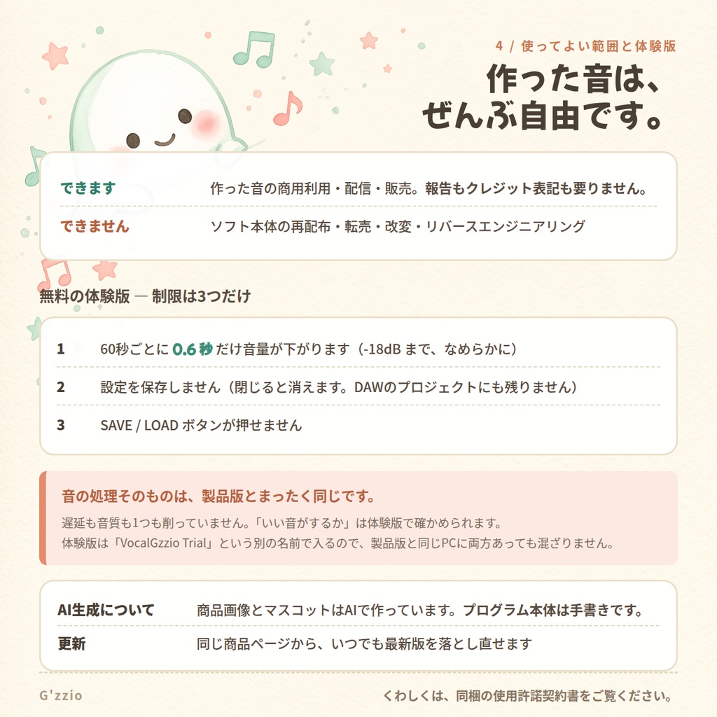 【歌・配信・弾き語りをこれ1本で】VocalGzzio v4.0.0【遅延ゼロ・ピッチ補正・ハモリ搭載 / VST3&スタンドアロン】