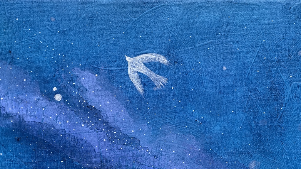 「静夜・2」F4号キャンバス アクリル絵の具