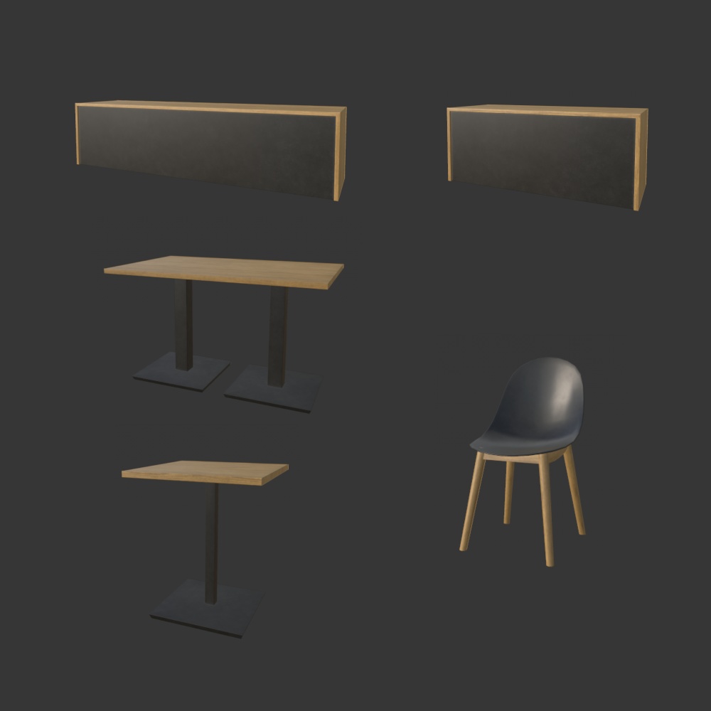 【3Dモデル】カフェと厨房アセット(28点)