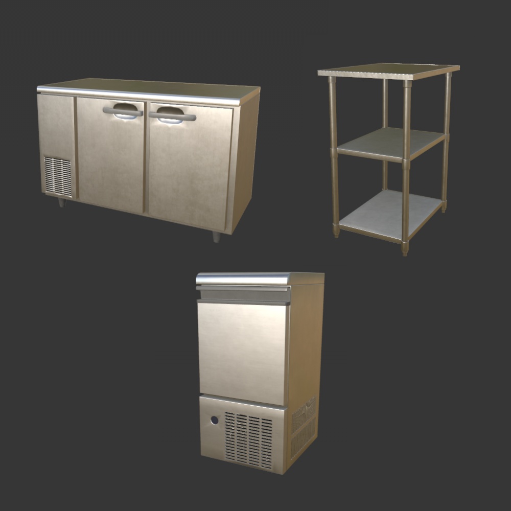 【3Dモデル】カフェと厨房アセット(28点)