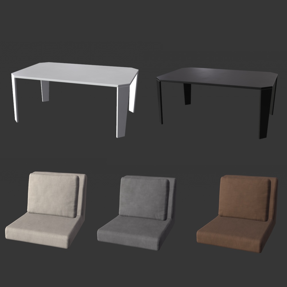 【3Dモデル】ワンルーム家具アセット(28点)