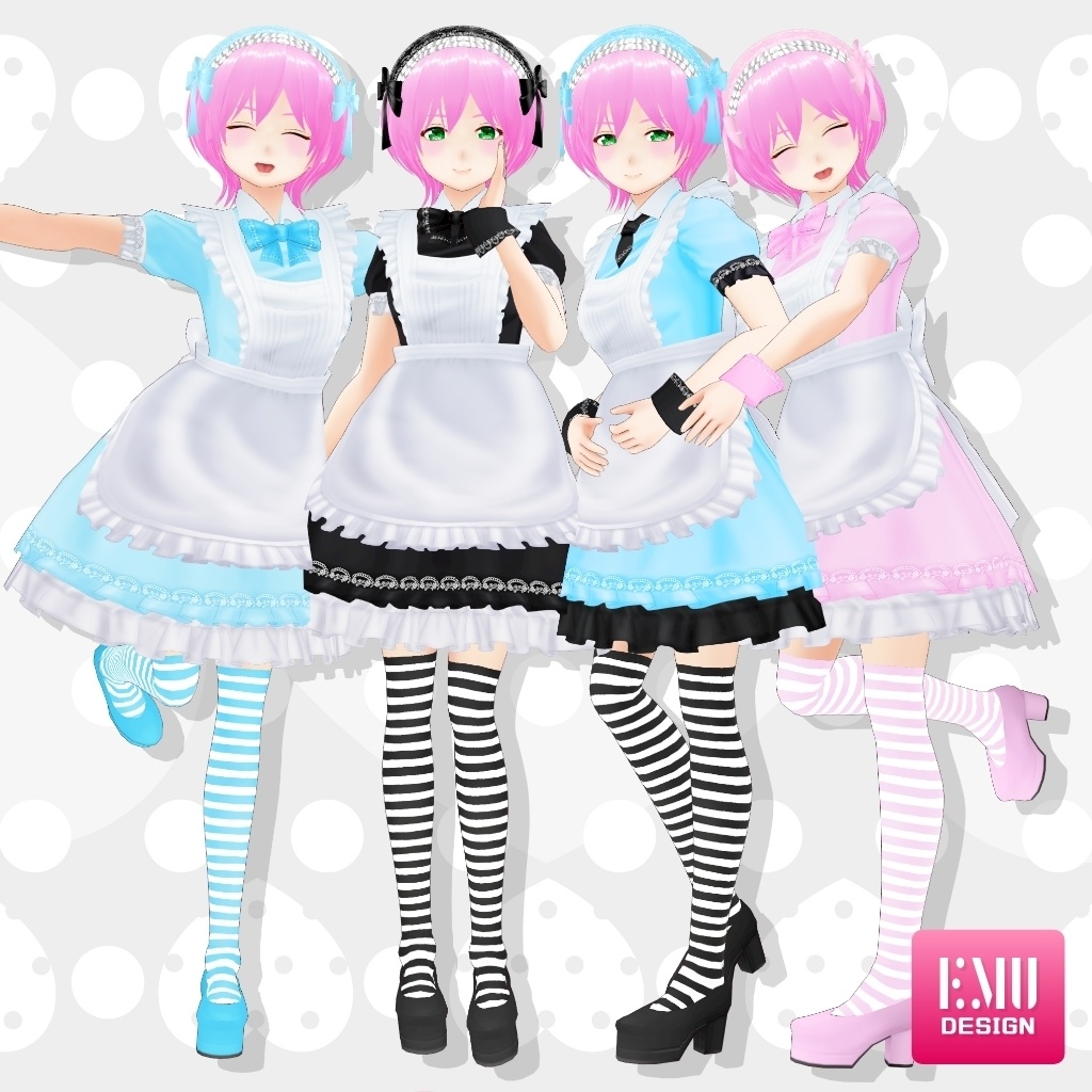 【Vroid v1.1.2】メイドシリーズ2022.A /Maid2022.A(Pink) 【テクスチャ/Texture】