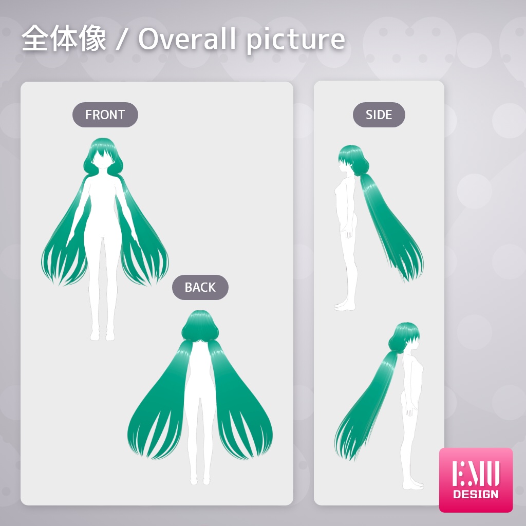 【Vroid v1.1.4】ローツインテール 物理入り 色変え超簡単/Low twin tail color change super easy【ヘアプリセット/Hair Preset】