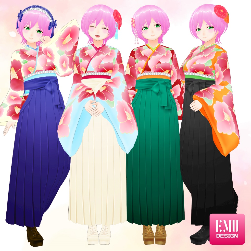 【Vroid v1.6.0】袴シリーズ2022.A /Hakama2022.A_SkyWhite【テクスチャ/Texture】