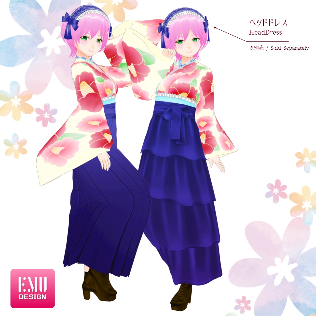 【Vroid v1.6.0】袴シリーズ2022.A /Hakama2022.A_OrangeBlack【テクスチャ/Texture】