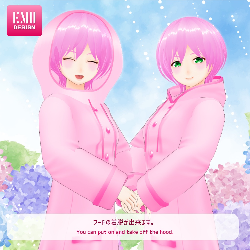 【Vroid v1.7.0】レインコート2022 /RainCoat2022_Pink【テクスチャ/Texture】