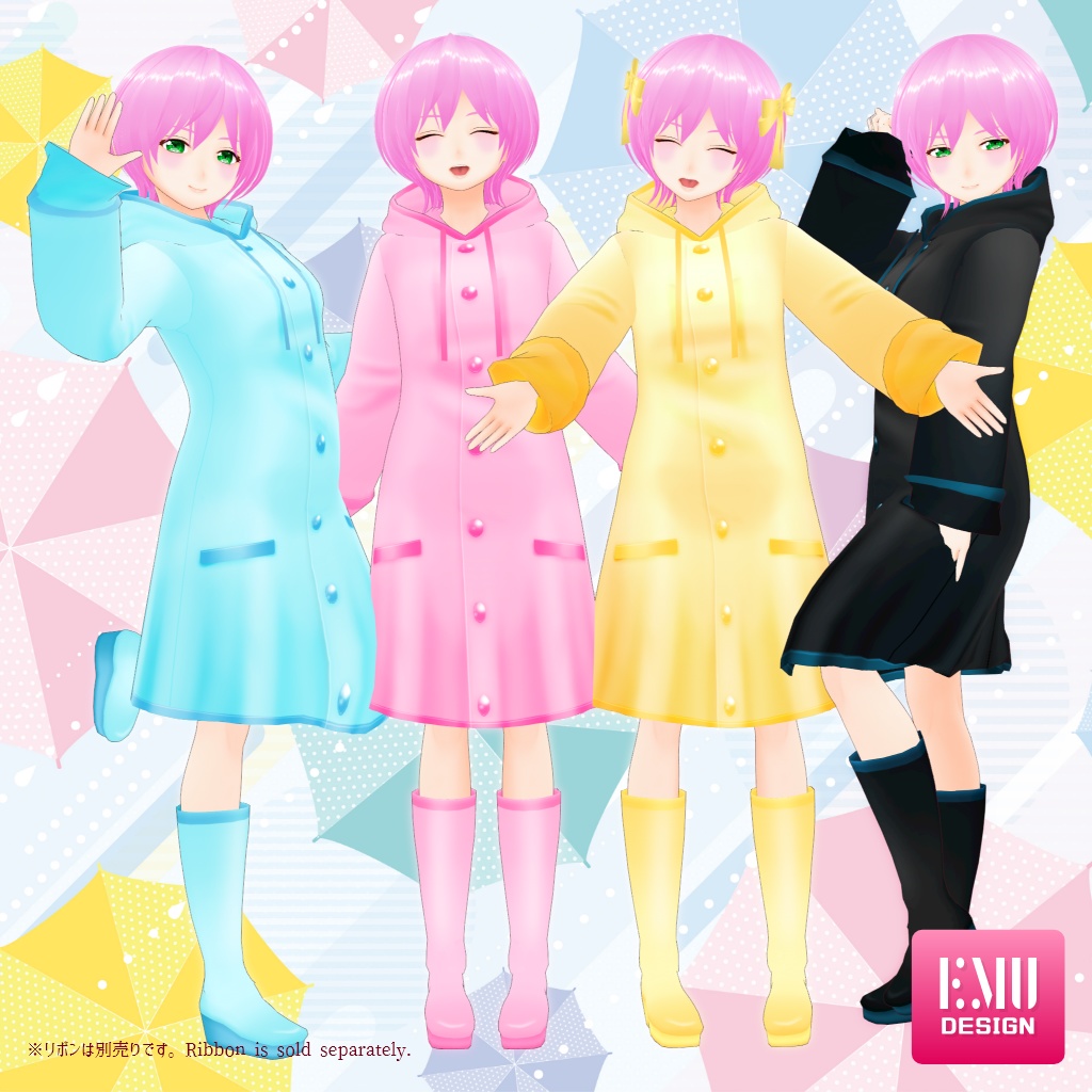 【Vroid v1.7.0】レインコート2022 /RainCoat2022_Pink【テクスチャ/Texture】