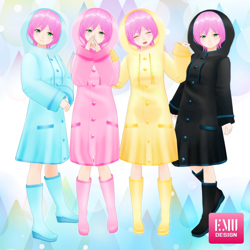 【Vroid v1.7.0】レインコート2022 /RainCoat2022_Yellow【テクスチャ/Texture】