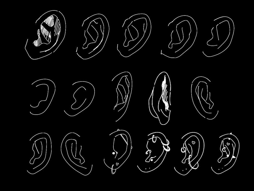 耳の絵パーカー/ホワイト