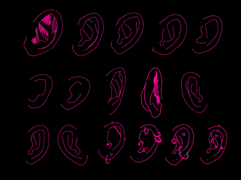 耳の絵パーカー/ピンク