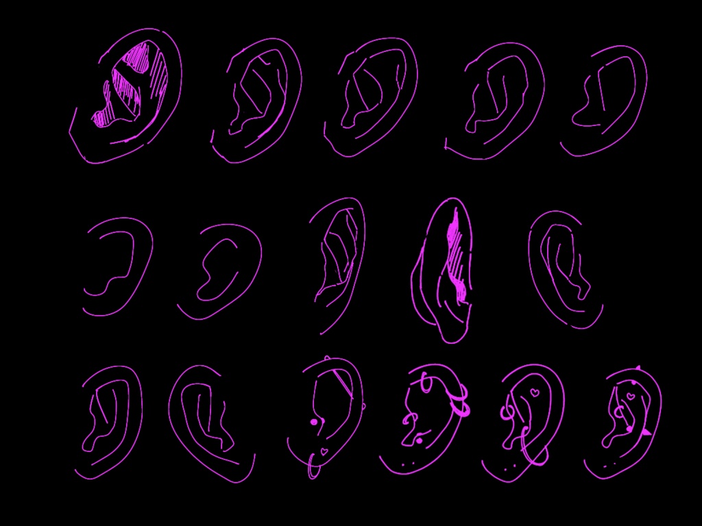 耳の絵パーカー/パープル