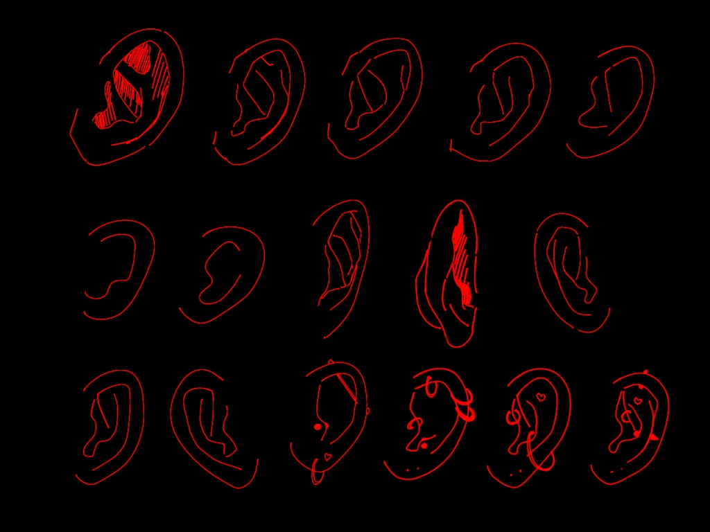 耳の絵パーカー/ビビッドレッド