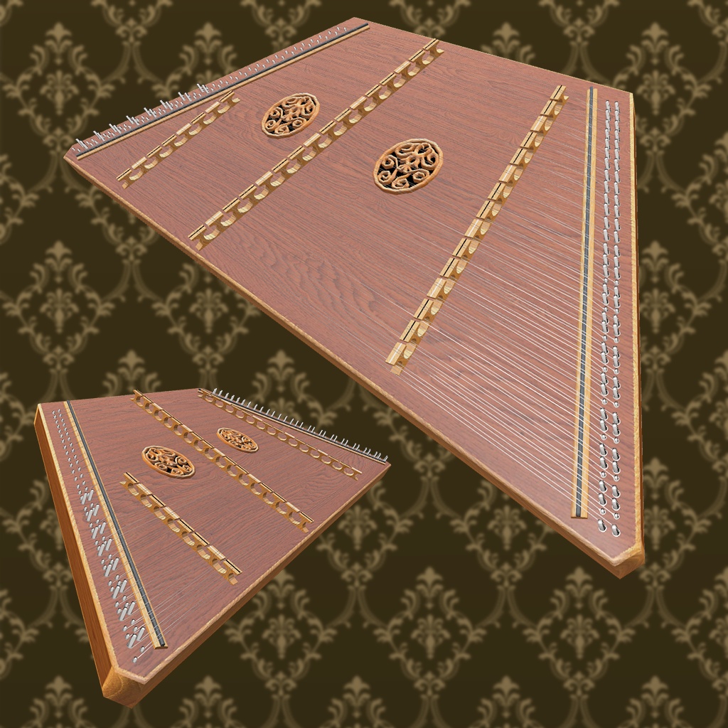 Vket初出展セール中(¥1000→¥500)12/31まで VRChat向け3Dモデル HammeredDulcimer ハンマーダルシマー