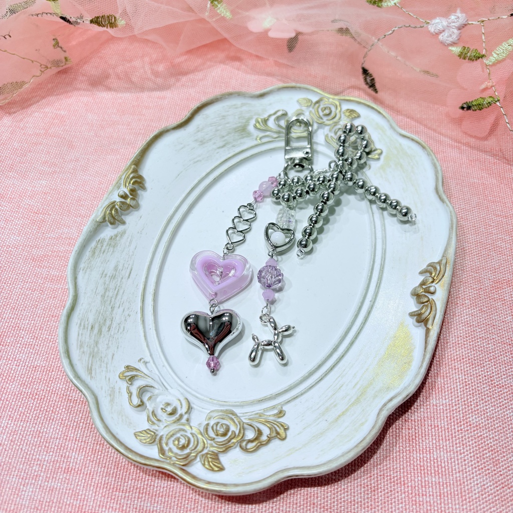 ハンドメイド Y2K ビーズキーホルダー