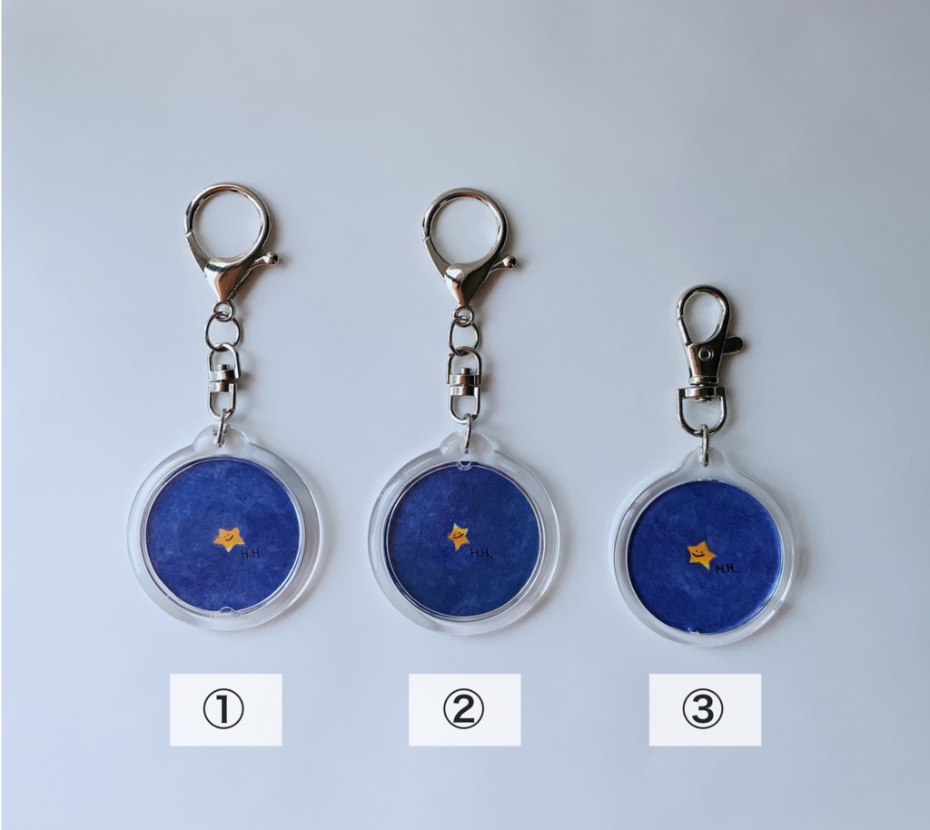 星の原画キーホルダー(丸形3種)