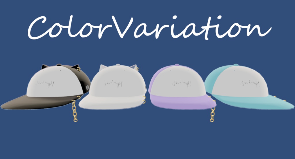 【VRChat想定】猫耳チェーンキャップ