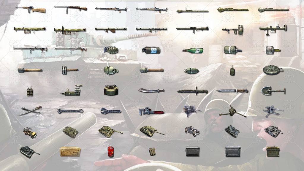 【ゲーム素材】WW2 ICONS: 武器とアイテム