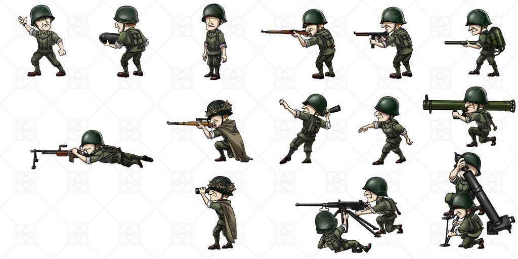 【ゲーム素材】第二次世界大戦の火砲と兵士