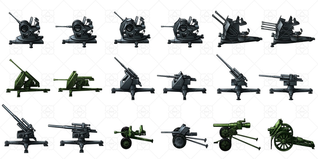 【ゲーム素材】第二次世界大戦の火砲と兵士
