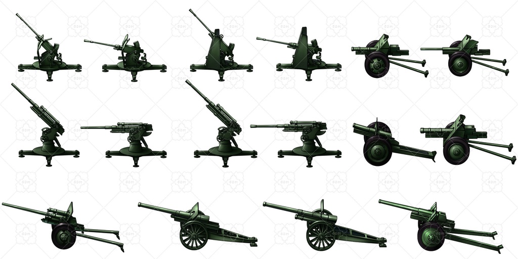 【ゲーム素材】第二次世界大戦の火砲と兵士
