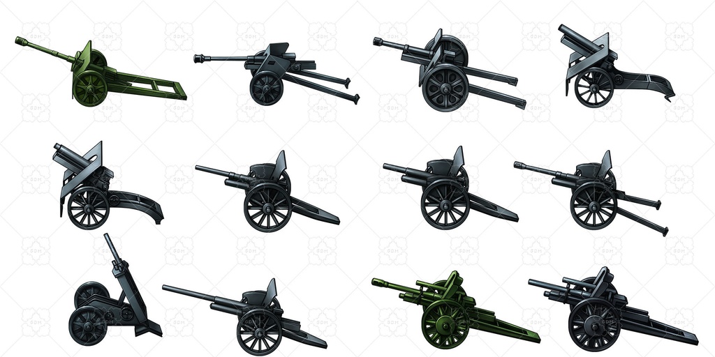 【ゲーム素材】第二次世界大戦の火砲と兵士