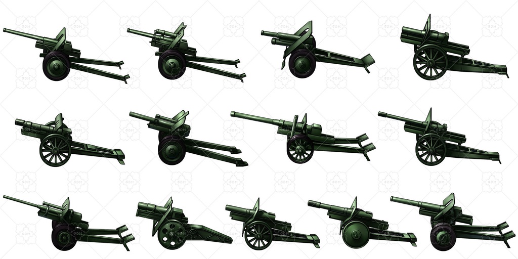 【ゲーム素材】第二次世界大戦の火砲と兵士