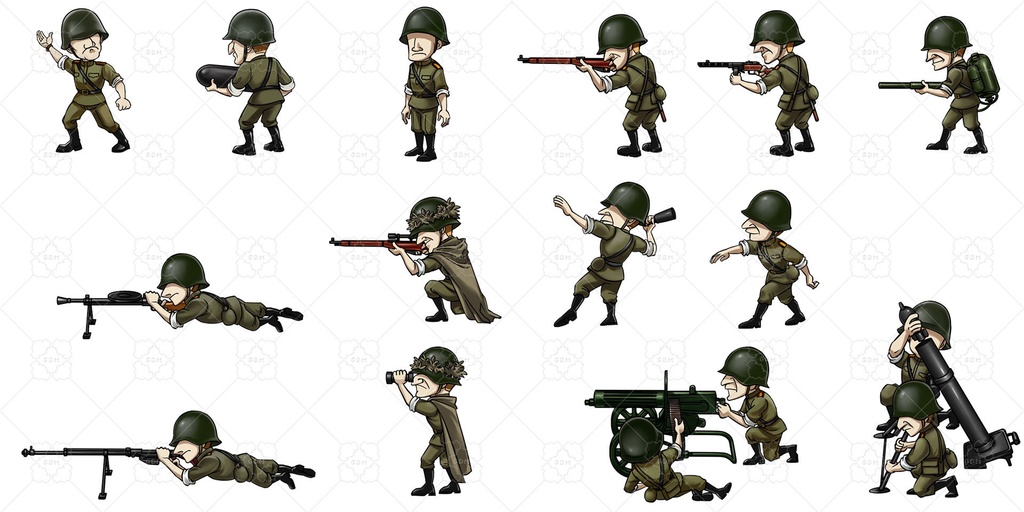 【ゲーム素材】第二次世界大戦の火砲と兵士