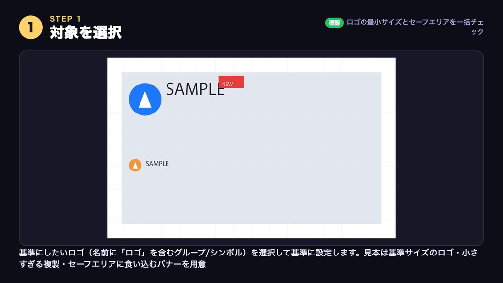 Illustrator スクリプト|ロゴの最小使用サイズ・セーフエリアを一括チェック