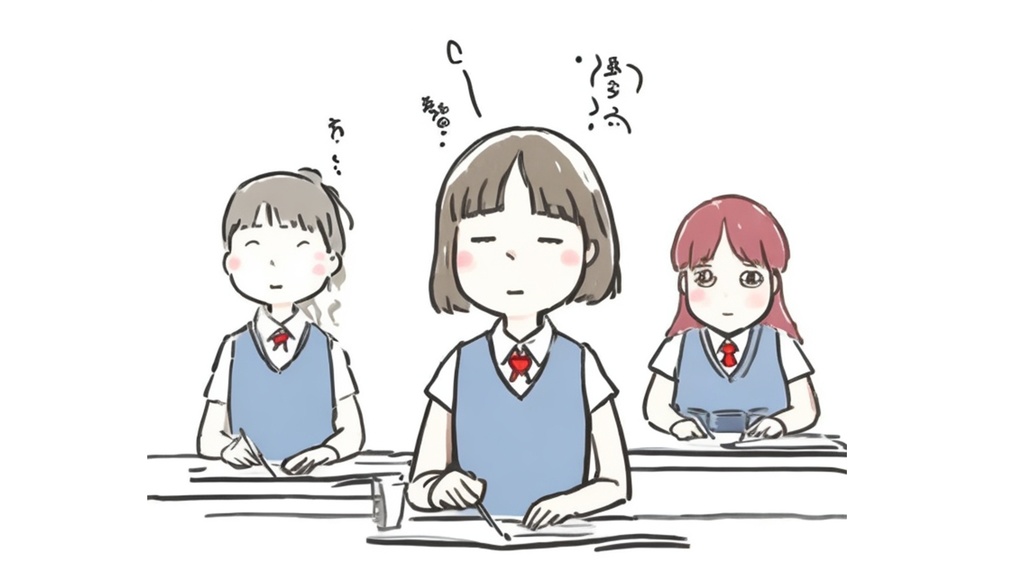 授業を受ける女子学生のイラスト