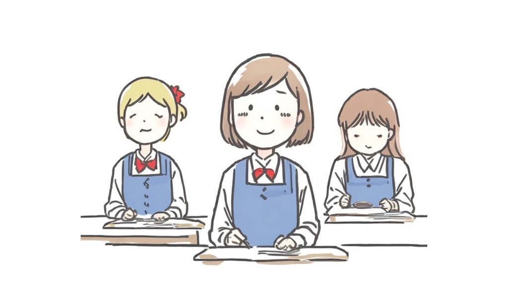 授業を受ける女子学生のイラスト
